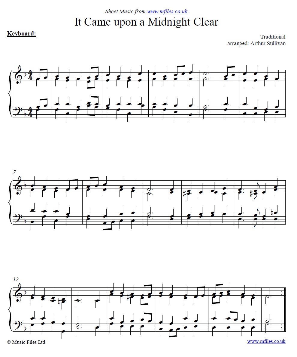 It Came Upon a Midnight Clear for piano - click to download sheet music It Came Upon a Midnight Clear for piano - sheet music 1st page