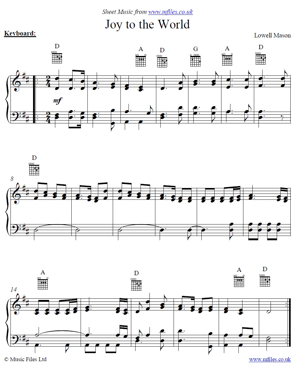 Mason's Joy to the World for piano - click to download sheet music Mason's Joy to the World for piano - sheet music 1st page