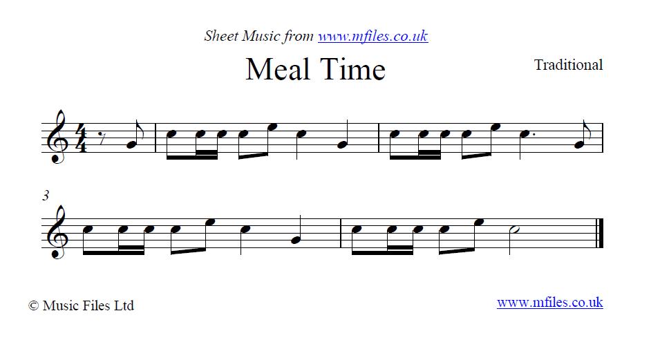 Meal Time (bugle call) - click to download sheet music Meal Time (bugle call) - sheet music 1st page