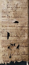 Damaged Manuscript of the song Mirie It Is While Sumer Ilast - click to enlarge Damaged Manuscript of the song Mirie It Is While Sumer Ilast
