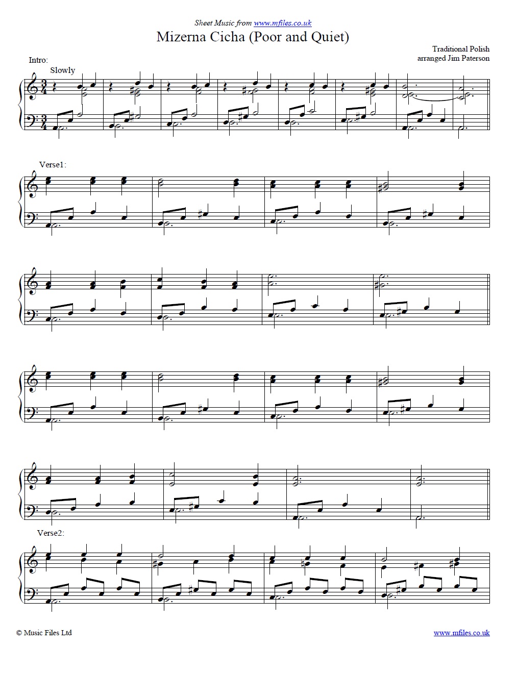 Mizerna Cicha for piano - click to download sheet music Mizerna Cicha for piano - sheet music 1st page