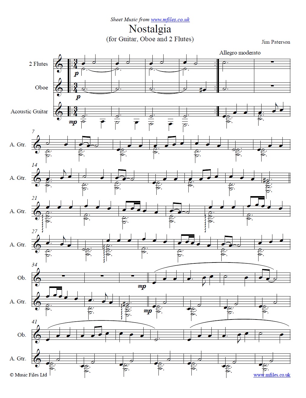 Nostalgia by Jim Paterson - click to download sheet music Nostalgia by Jim Paterson - sheet music 1st page