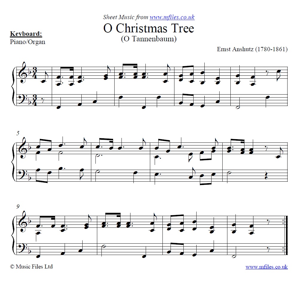 O Christmas Tree (O Tannenbaum) for piano - click to download sheet music O Christmas Tree (O Tannenbaum) for piano - sheet music 1st page