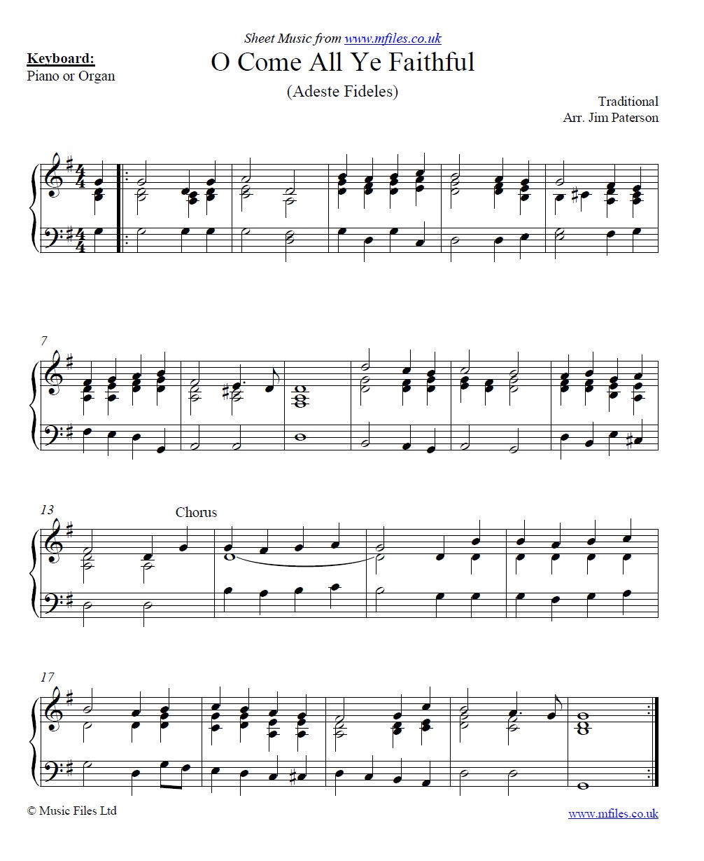 O Come All Ye Faithful for piano - click to download sheet music O Come All Ye Faithful for piano - sheet music 1st page