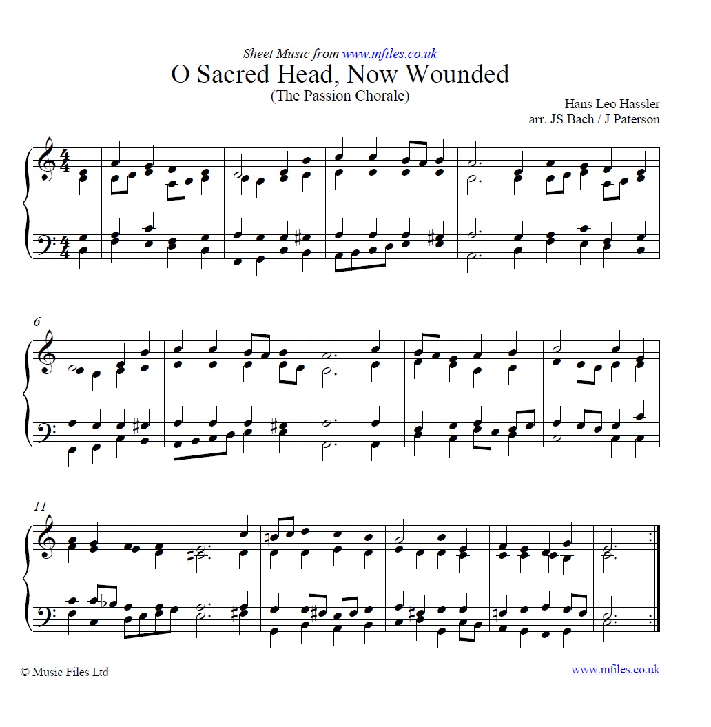 O Sacred Head Now Wounded for piano - click to download sheet music O Sacred Head Now Wounded for piano - sheet music 1st page