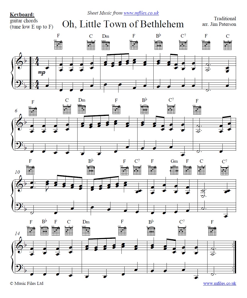 Oh Little Town of Bethlehem for piano - click to download sheet music Oh Little Town of Bethlehem for piano - sheet music 1st page