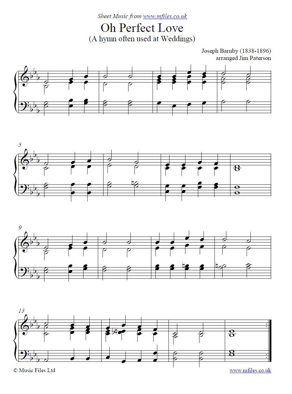 Oh Perfect Love for piano - click to download sheet music Oh Perfect Love for piano - sheet music 1st page