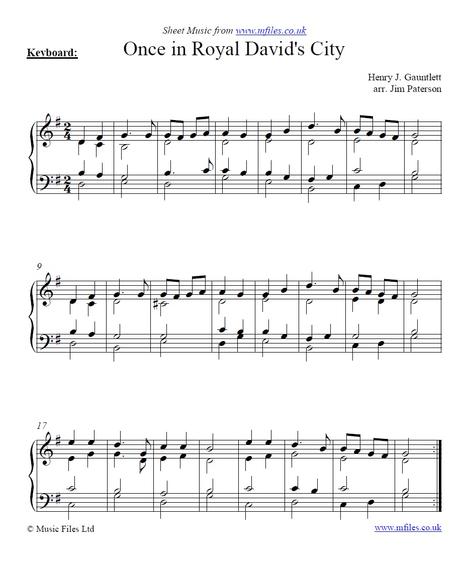 Once in Royal David's City for piano - click to download sheet music Once in Royal David's City for piano - sheet music 1st page
