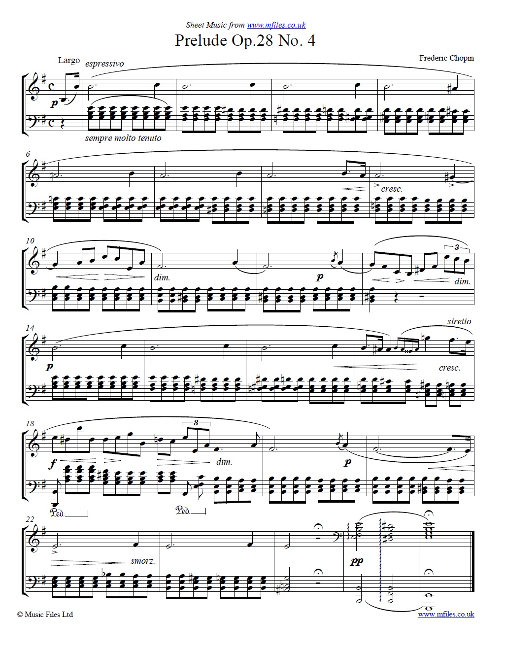 Chopin's Prelude Op.28 No. 4 for piano - click to download sheet music Chopin's Prelude Op.28 No. 4 for piano - sheet music 1st page