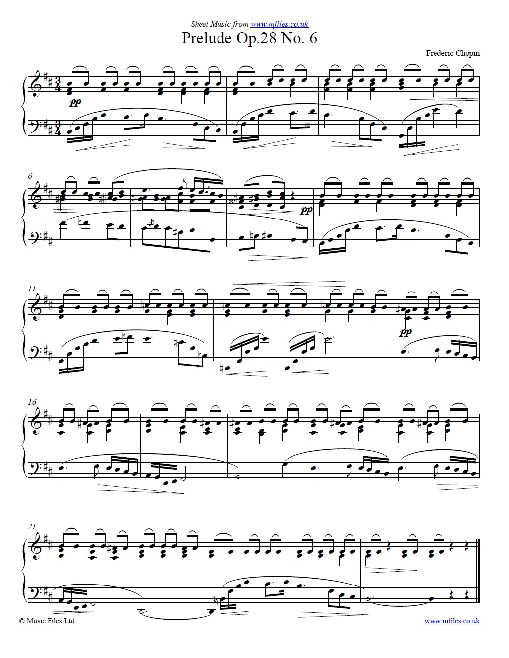 Chopin's Prelude Op.28 No. 6 for piano - click to download sheet music Chopin's Prelude Op.28 No. 6 for piano - sheet music 1st page