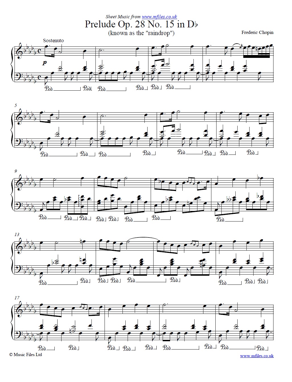 Chopin's Prelude Op.28 No.15 (Raindrop) for piano - click to download sheet music Chopin's Prelude Op.28 No.15 (Raindrop) for piano - sheet music 1st page