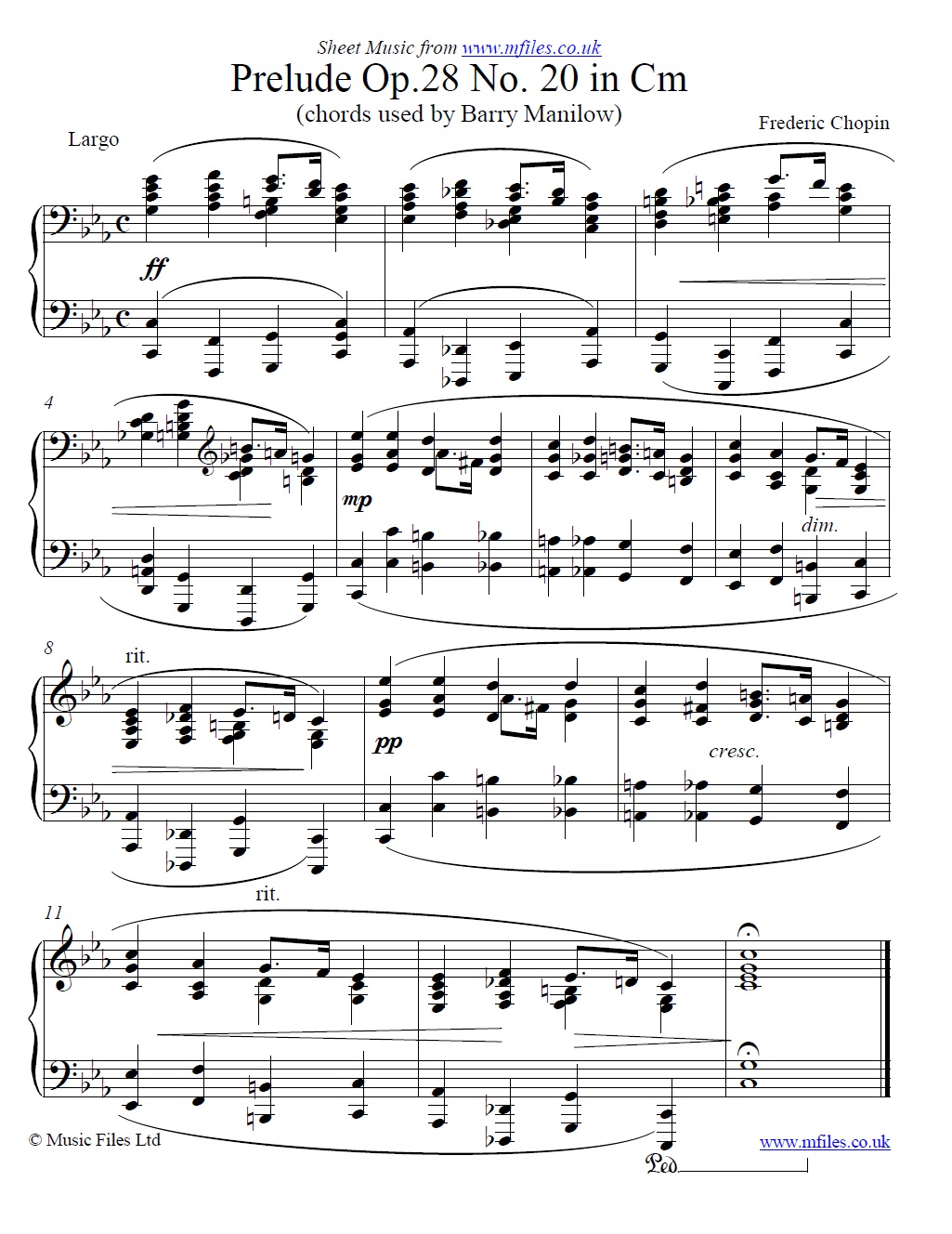 Chopin's Prelude Op.28 No.20 for piano - click to download sheet music Chopin's Prelude Op.28 No.20 for piano - sheet music 1st page