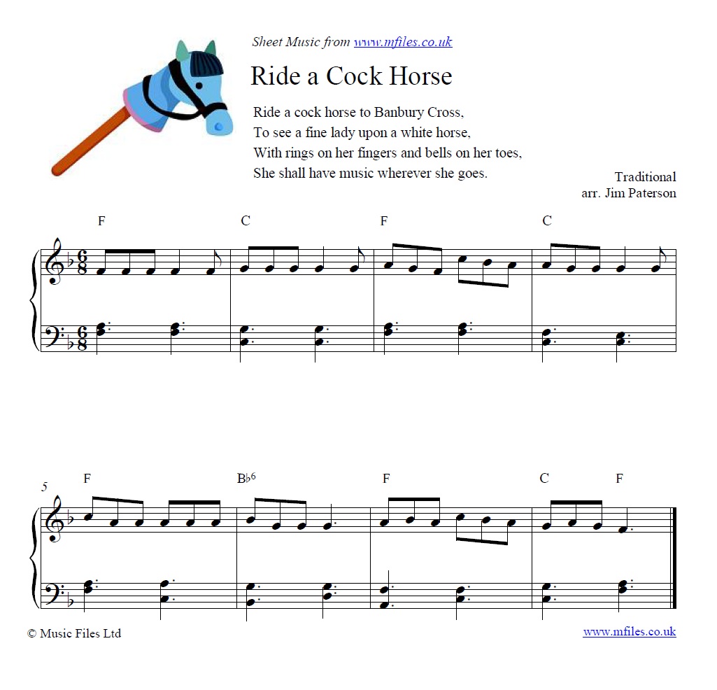 Ride a Cock Horse for piano - click to download sheet music Ride a Cock Horse for piano - sheet music 1st page