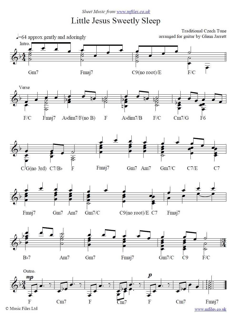 Rocking Carol (Little Jesus Sweetly Sleep) arranged by Glenn Jarrett for guitar - click to download sheet music Rocking Carol (Little Jesus Sweetly Sleep) arranged by Glenn Jarrett for guitar - sheet music 1st page
