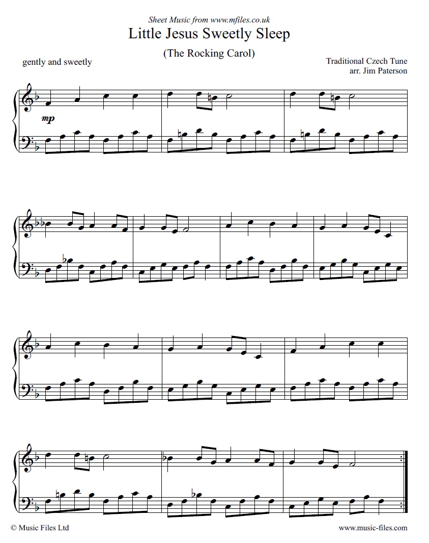 Rocking Carol (Little Jesus Sweetly Sleep) for Piano - click to download sheet music Rocking Carol (Little Jesus Sweetly Sleep) for Piano - sheet music 1st page