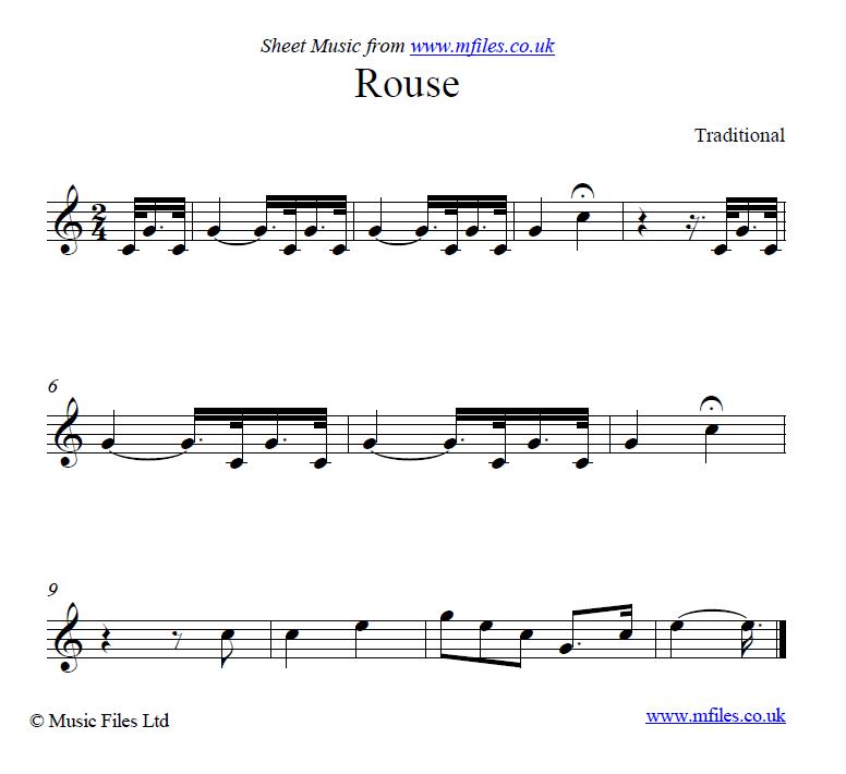 Rouse (bugle call) - click to download sheet music Rouse (bugle call) - sheet music 1st page