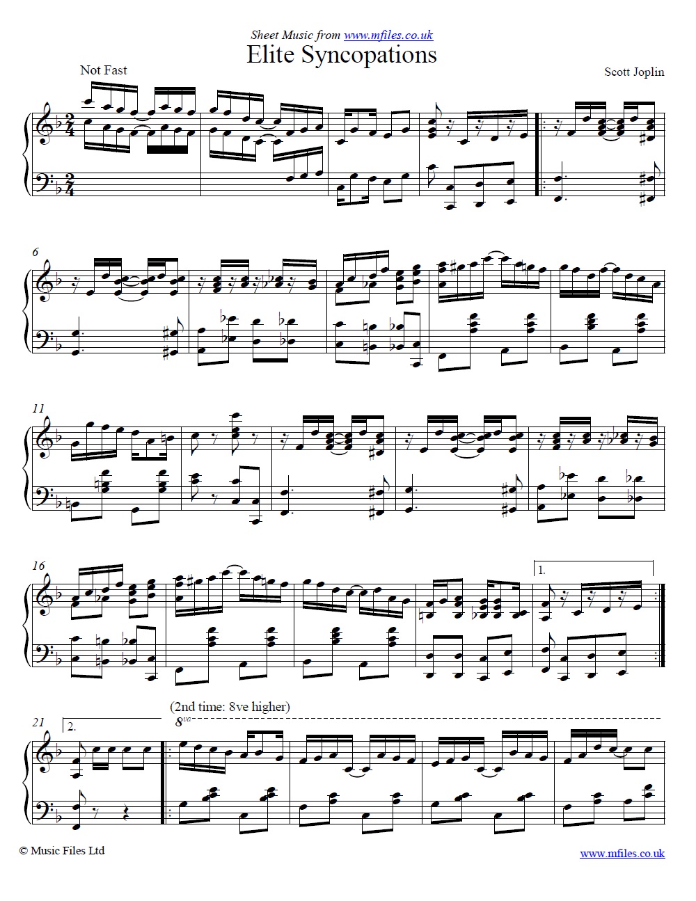Scott Joplin's Elite Syncopations for piano - click to download sheet music Scott Joplin's Elite Syncopations for piano - sheet music 1st page
