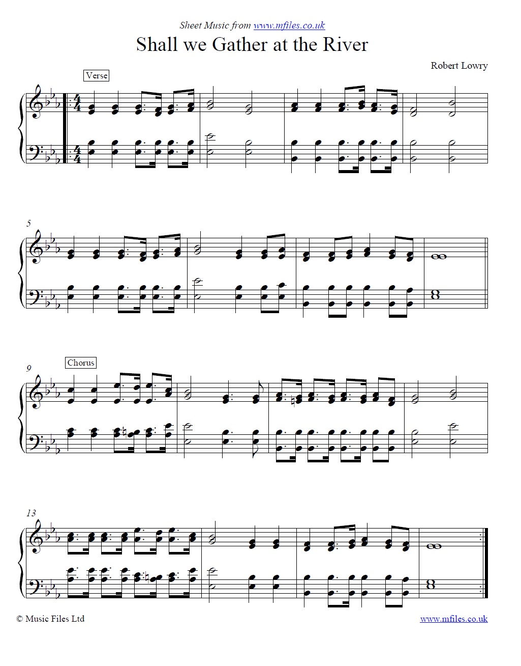 Shall we Gather at the River for piano - click to download sheet music Shall we Gather at the River for piano - sheet music 1st page