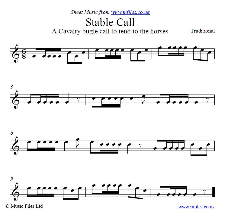 Stable Call (bugle call) - click to download sheet music Stable Call (bugle call) - sheet music 1st page
