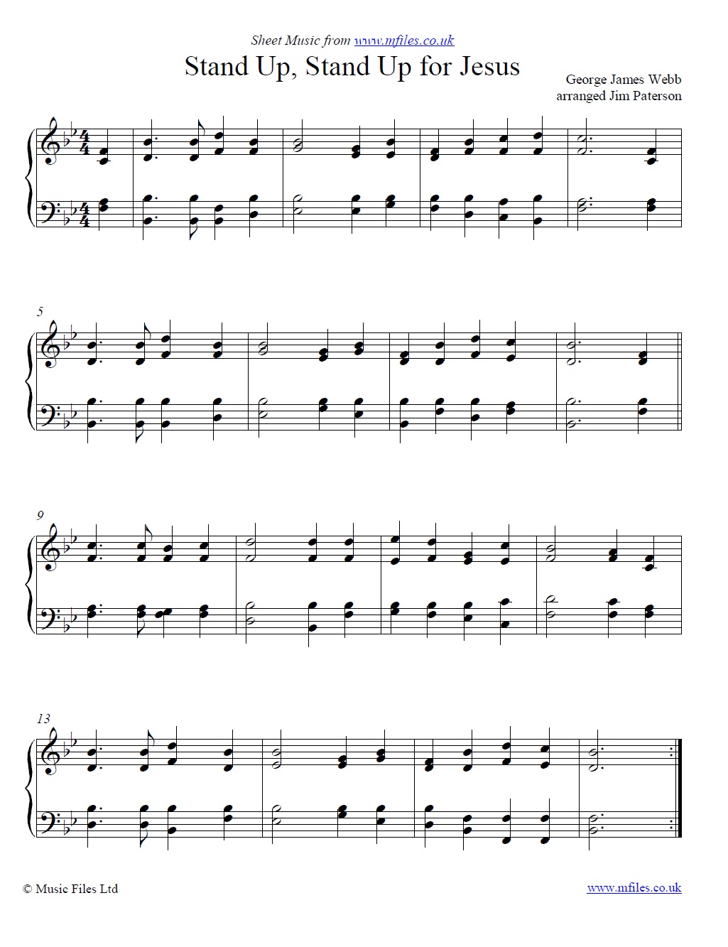 Stand Up Stand Up for Jesus for piano - click to download sheet music Stand Up Stand Up for Jesus for piano - sheet music 1st page