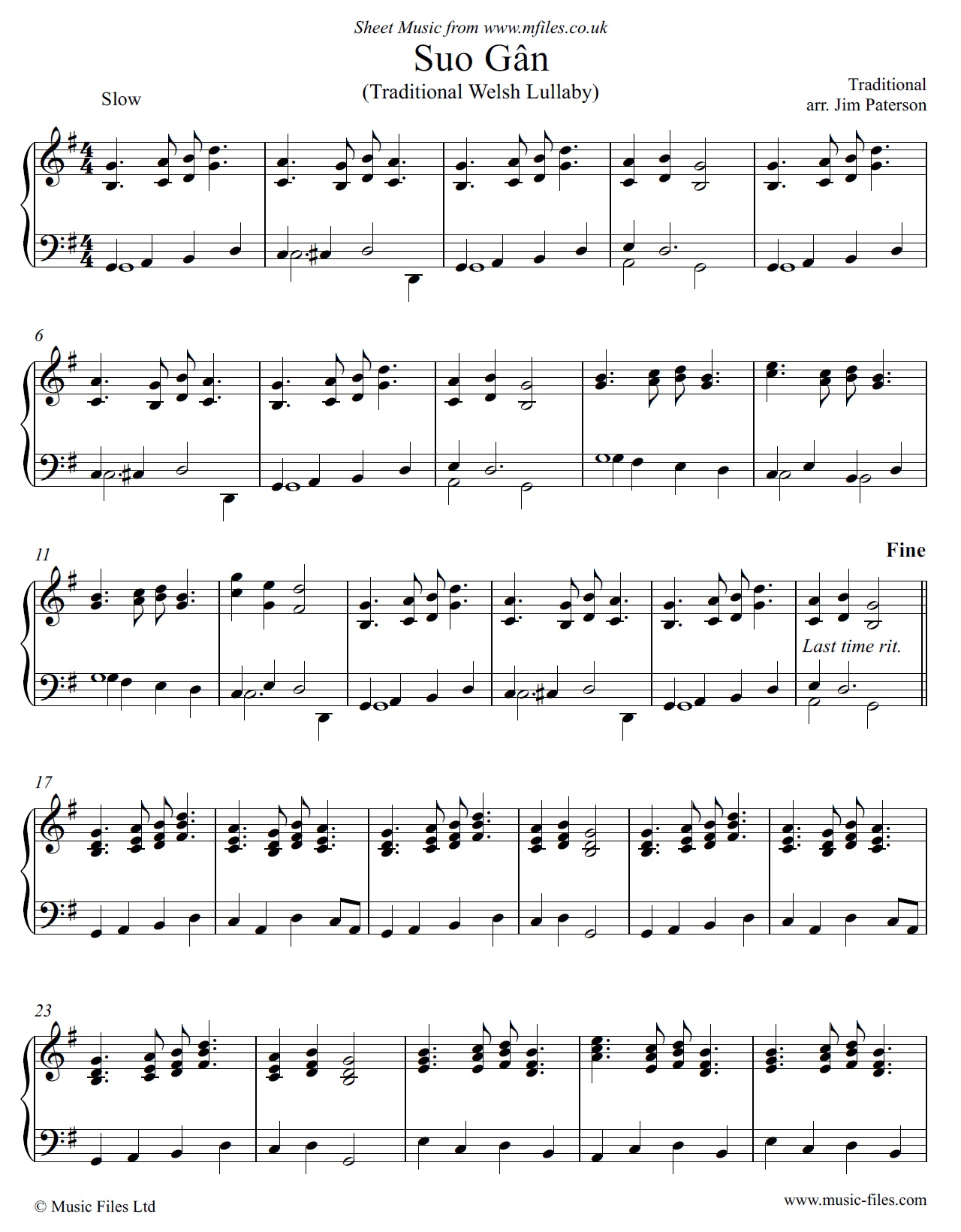Suo Gan for Piano - click to download sheet music Suo Gan for Piano - sheet music 1st page