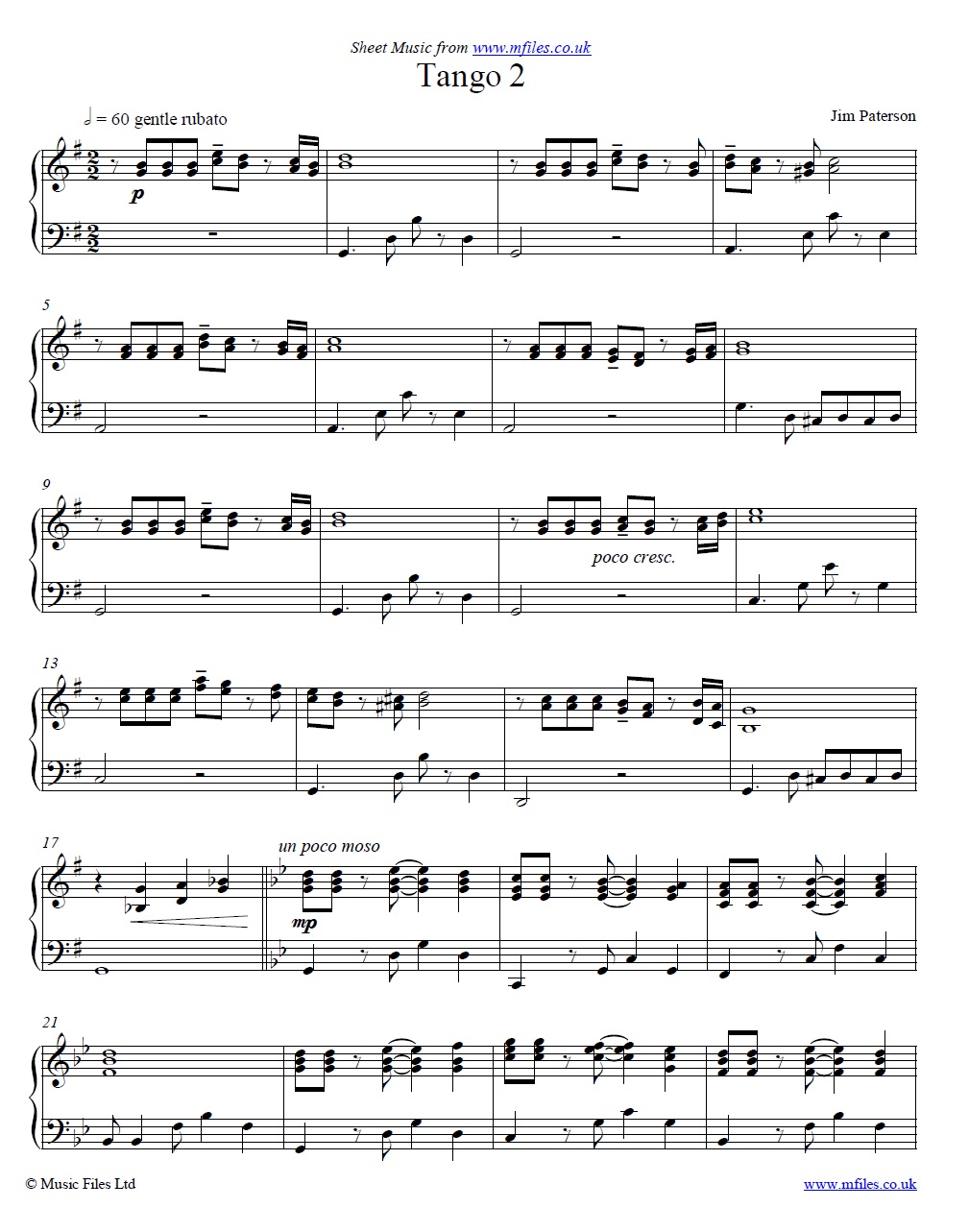 Itchy Tango Feet (Tango 2) by Jim Paterson for piano - click to download sheet music Itchy Tango Feet (Tango 2) by Jim Paterson for piano - sheet music 1st page