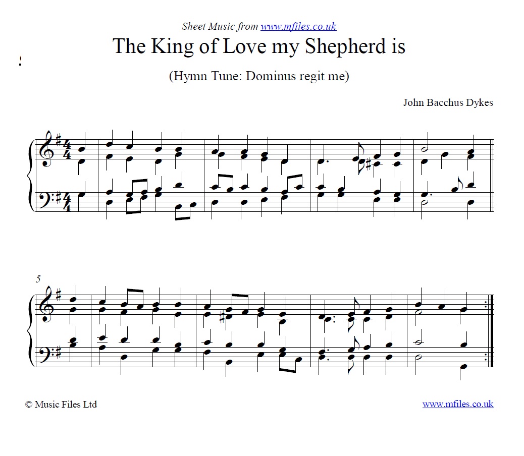 The King of Love my Shepherd Is for piano - click to download sheet music The King of Love my Shepherd Is for piano - sheet music 1st page