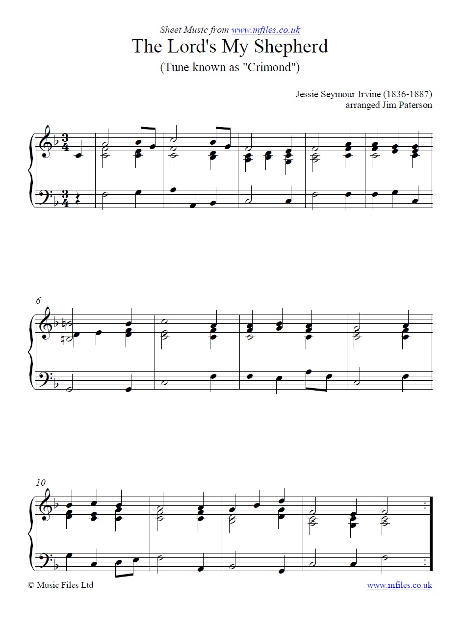 The Lord's My Shepherd for piano - click to download sheet music The Lord's My Shepherd for piano - sheet music 1st page