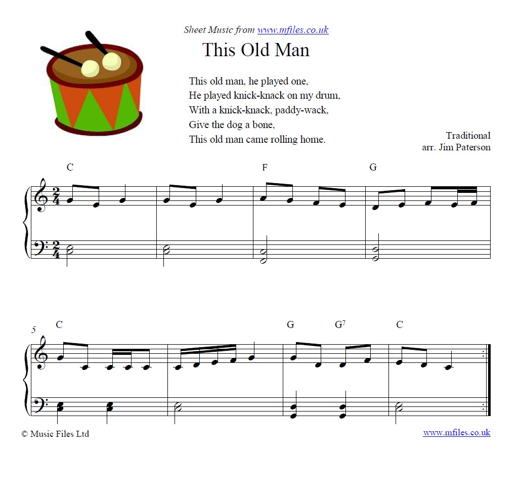 This Old Man for piano - click to download sheet music This Old Man for piano - sheet music 1st page