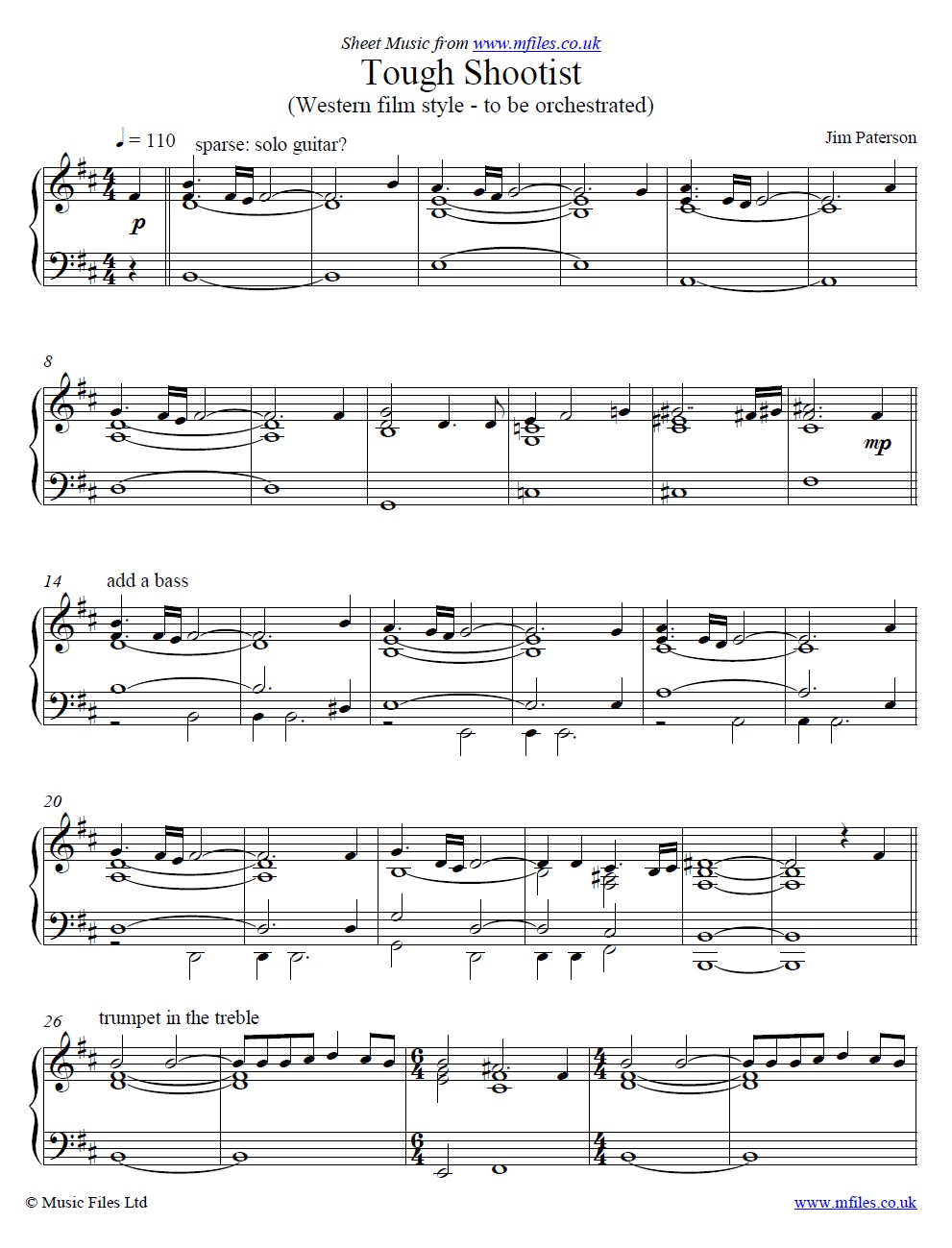 Tough Shootist by Jim Paterson for piano - click to download sheet music Tough Shootist by Jim Paterson for piano - sheet music 1st page
