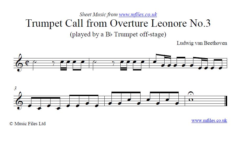 Beethoven's Trumpet call from the Concert Overture Leonore No.3 - click to download sheet music Beethoven's Trumpet call from the Concert Overture Leonore No.3 - sheet music 1st page