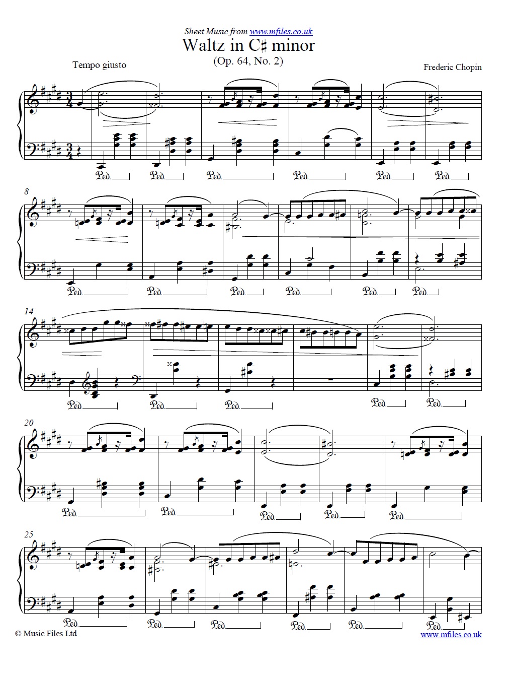 Chopin's Waltz in C#m Op.64 No.2 for piano - click to download sheet music Chopin's Waltz in C#m Op.64 No.2 for piano - sheet music 1st page