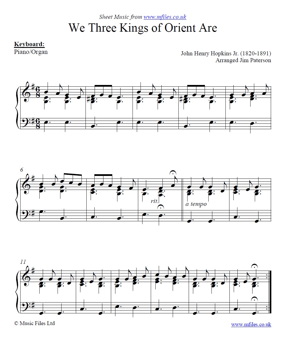 We Three Kings of Orient Are for piano - click to download sheet music We Three Kings of Orient Are for piano - sheet music 1st page