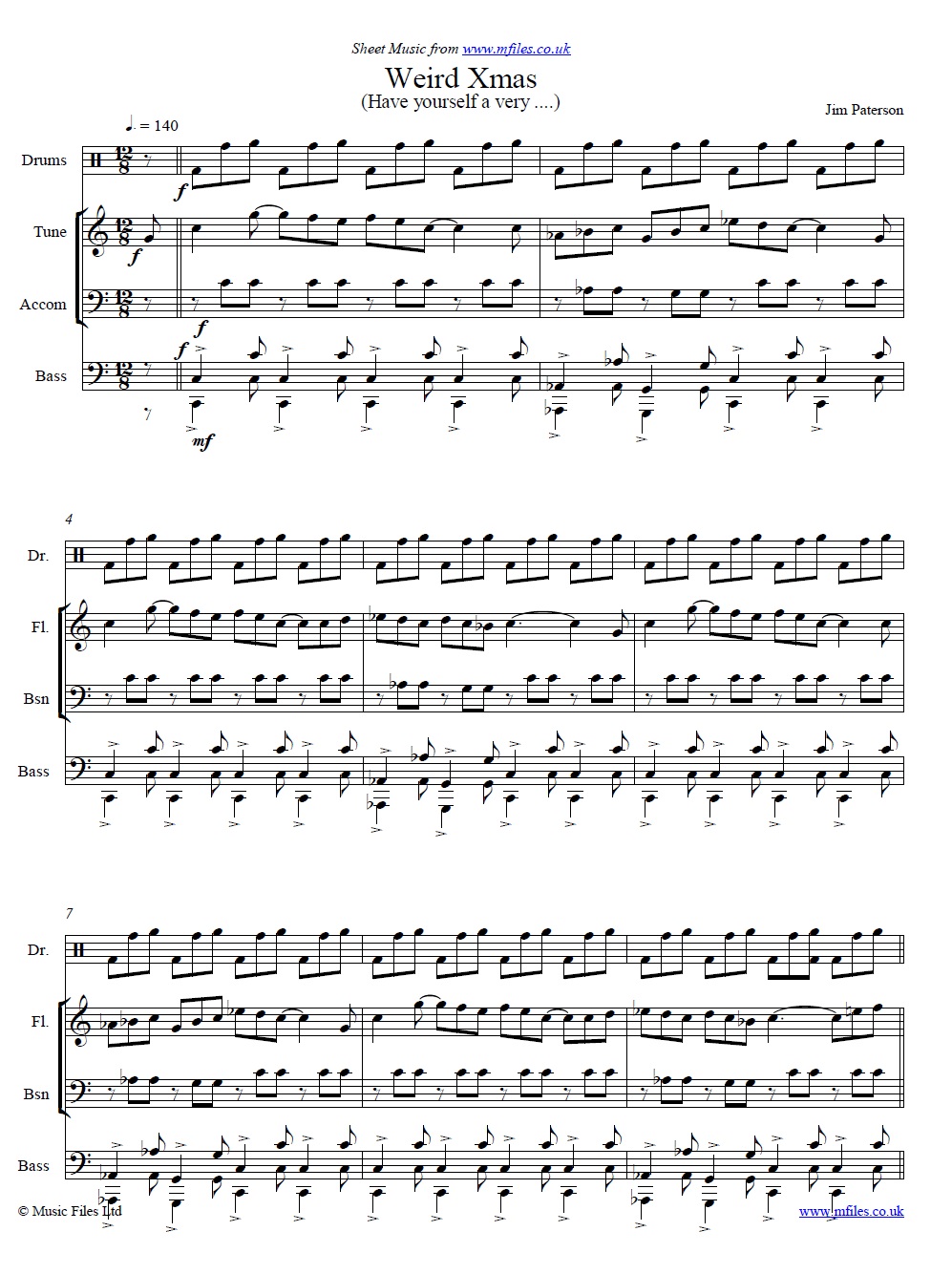 Weird Xmas by Jim Paterson - click to download sheet music Weird Xmas by Jim Paterson - sheet music 1st page