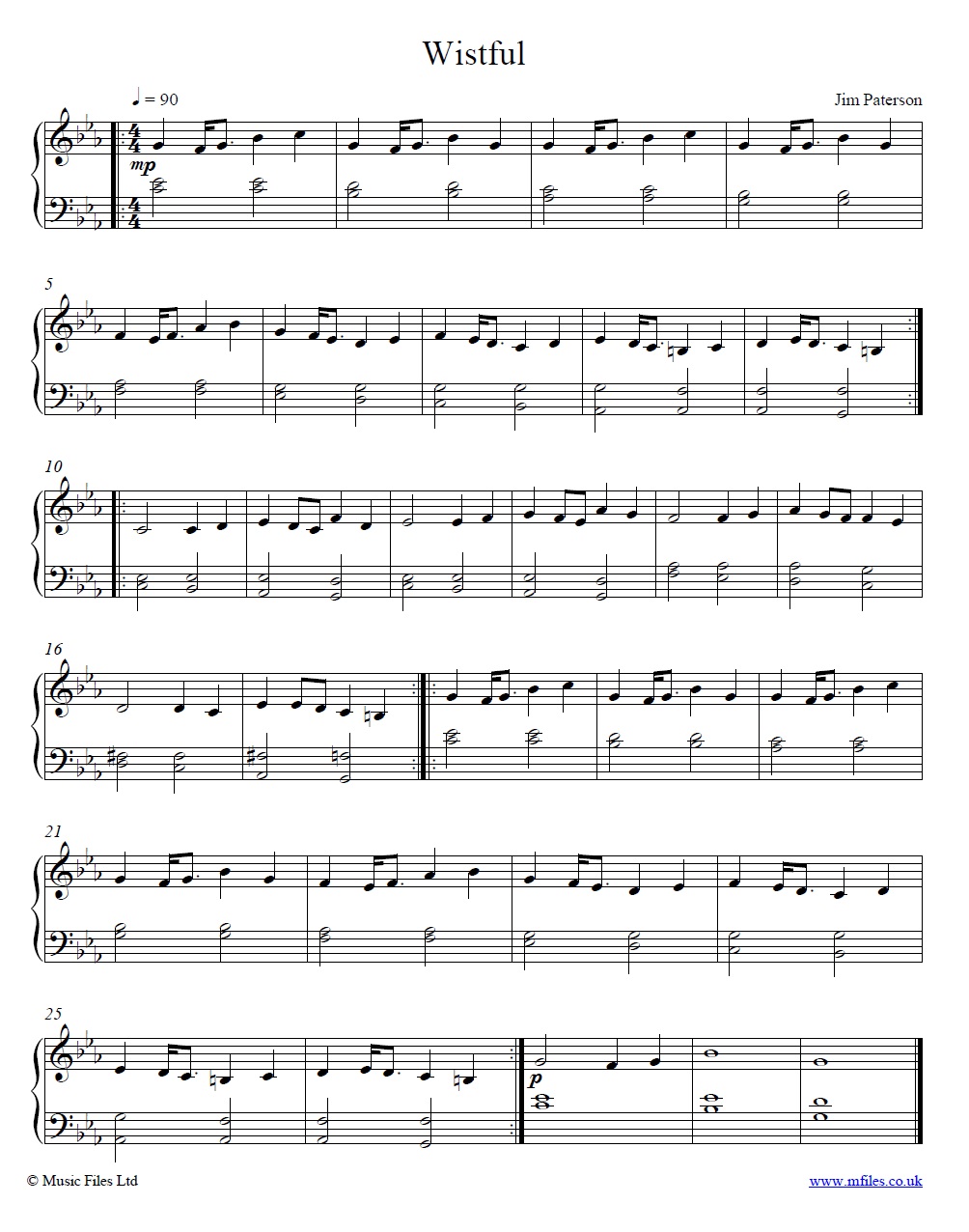 Wistful by Jim Paterson for piano - click to download sheet music Wistful by Jim Paterson for piano - sheet music 1st page